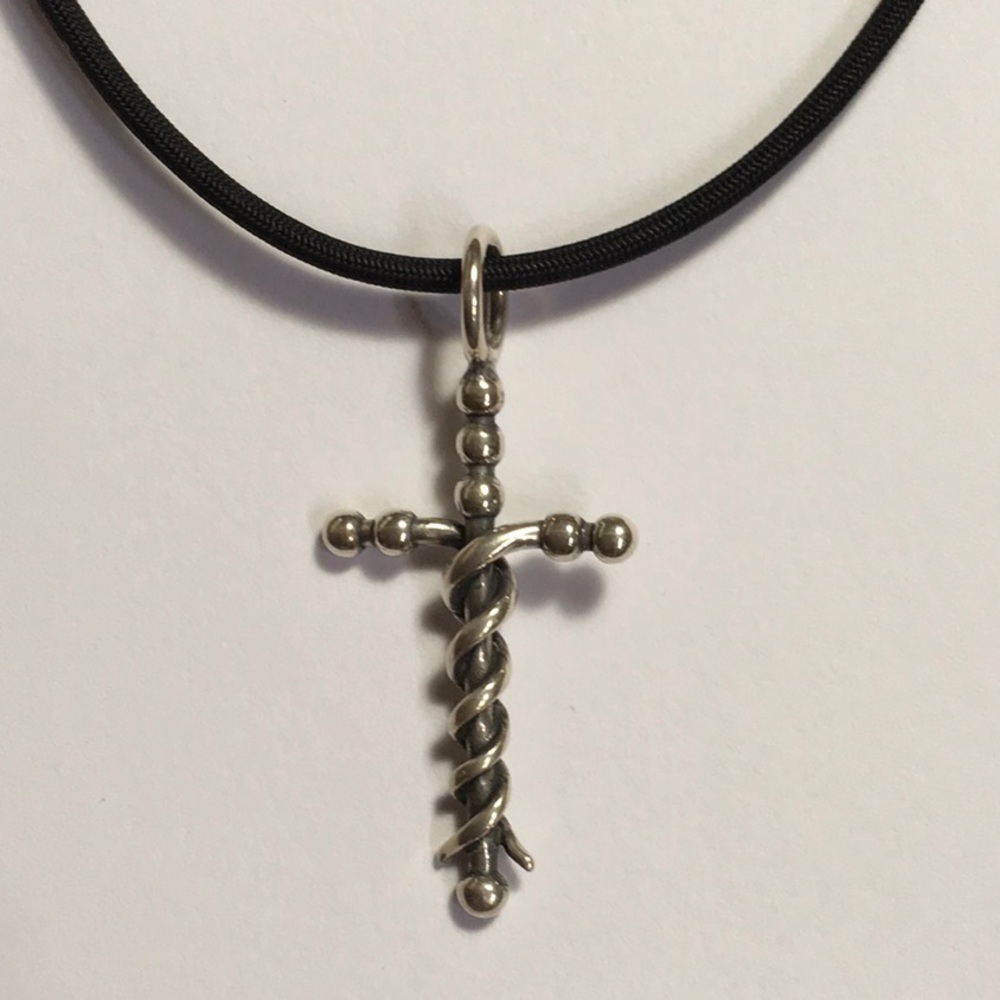 STERLING SILVER Twisted Cross Necklace NWOT